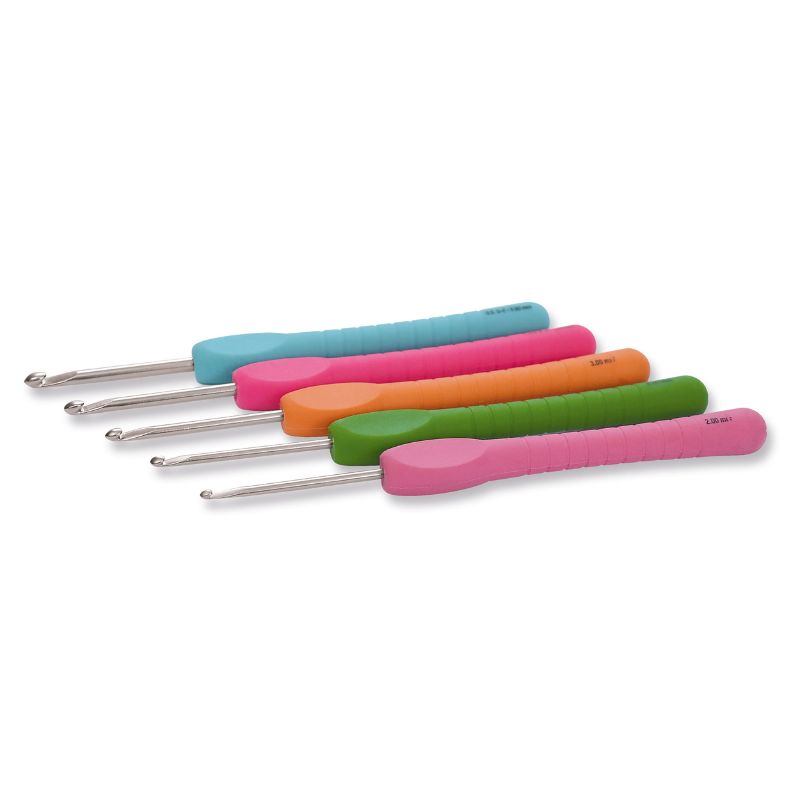 PONY Crochet Hook Set Easy Grip Polka Dot Set of 5